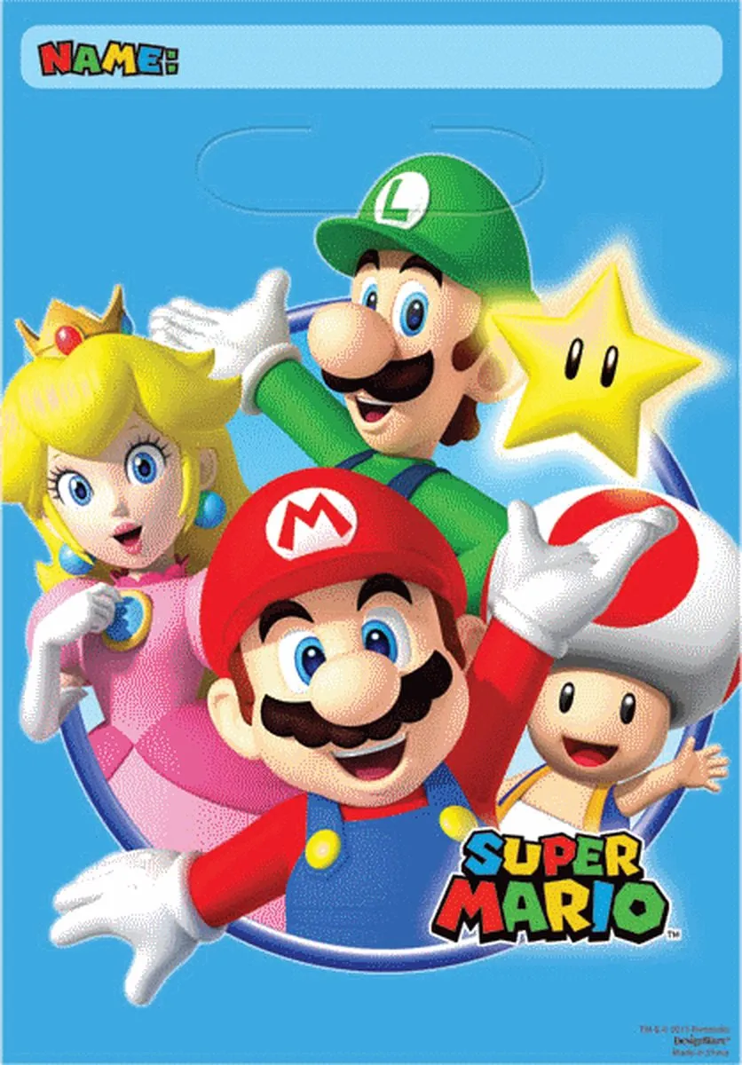8x stuks Super Mario verjaardag thema traktaties feestzakjes/cadeauzakjes/snoepzakjes/uitdeelzakjes speelgoed