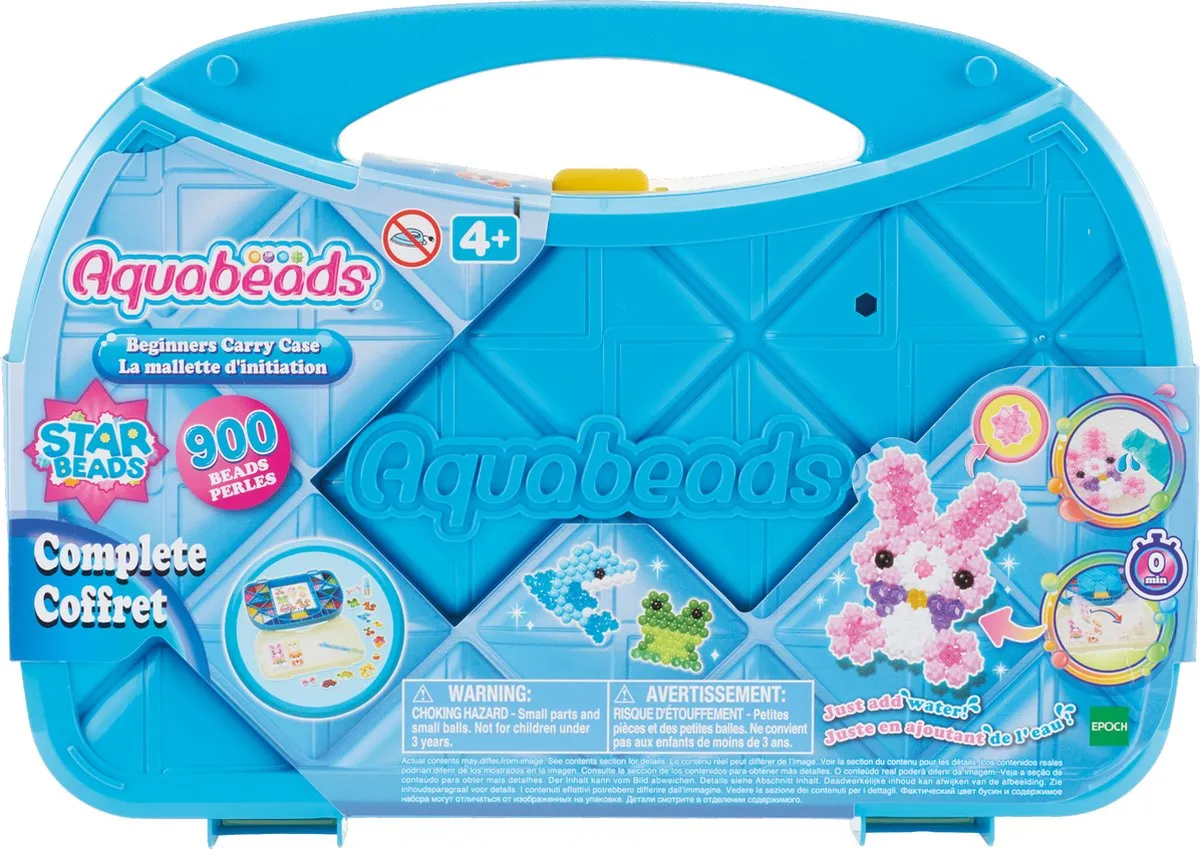 Aquabeads Beginners meeneemkoffer- knutselen met water- 900 parels- 16 creaties speelgoed