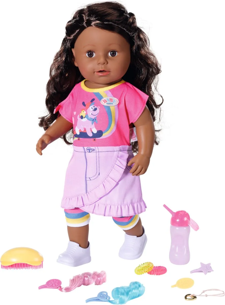 BABY born Sister met Zwart Haar - Babypop 43 cm speelgoed
