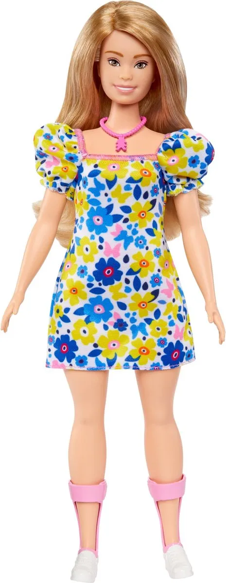 Barbie Fashionista - Bloemenjurk - Pop met Syndroom van Down speelgoed