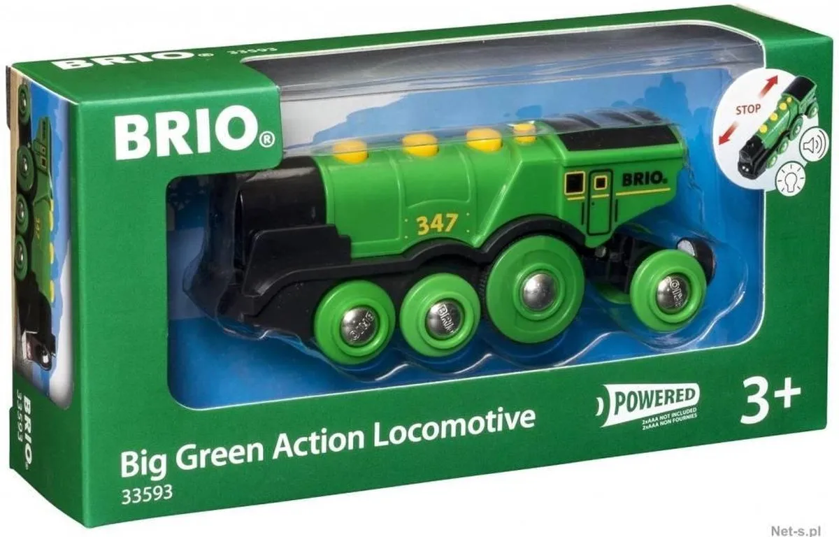 BRIO Groene Locomotief Op Batterijen - 33593 speelgoed