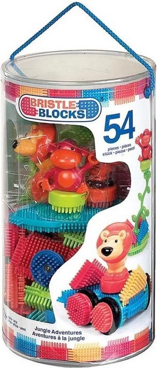 Bristle Blocks Jungle 54 Stuks - Bouwblokken Nopper - In Bucket speelgoed