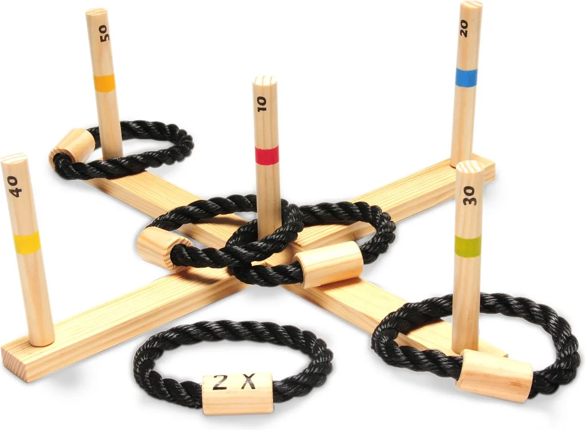 BS Toys Ringwerpen Werpspel - Buitenspeelgoed vanaf 6 Jaar - Ring Gooien - 5 Ringen - 50x50x10 cm speelgoed