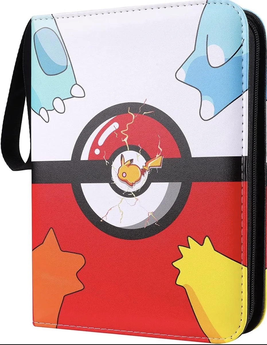 Buxibo - 400 Vaks Opbergmap - Verzamelmap Geschikt voor Pokémon Kaarten - Verzamelalbum met Rits - Groot 4 Pocket Map Binder Houder - Pokeball speelgoed