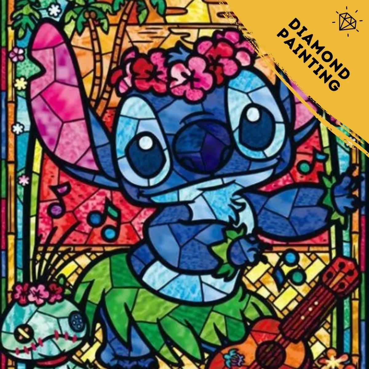 De Hobby Planeet | Diamond Painting Disney 30x40cm - Lilo & Stitch - Diamond Painting Volwassenen - Diamond Painting Kinderen - Diamond Painting Pakket Volledig - Vierkante steentjes speelgoed