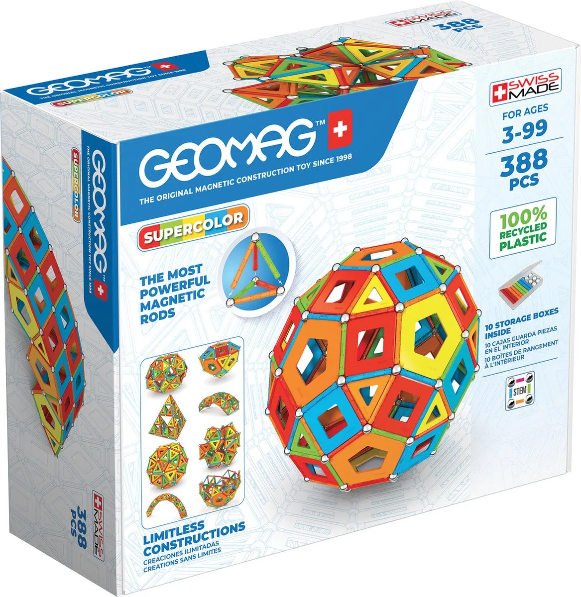 Geomag Super Color Recycled Masterbox 388 pcs speelgoed