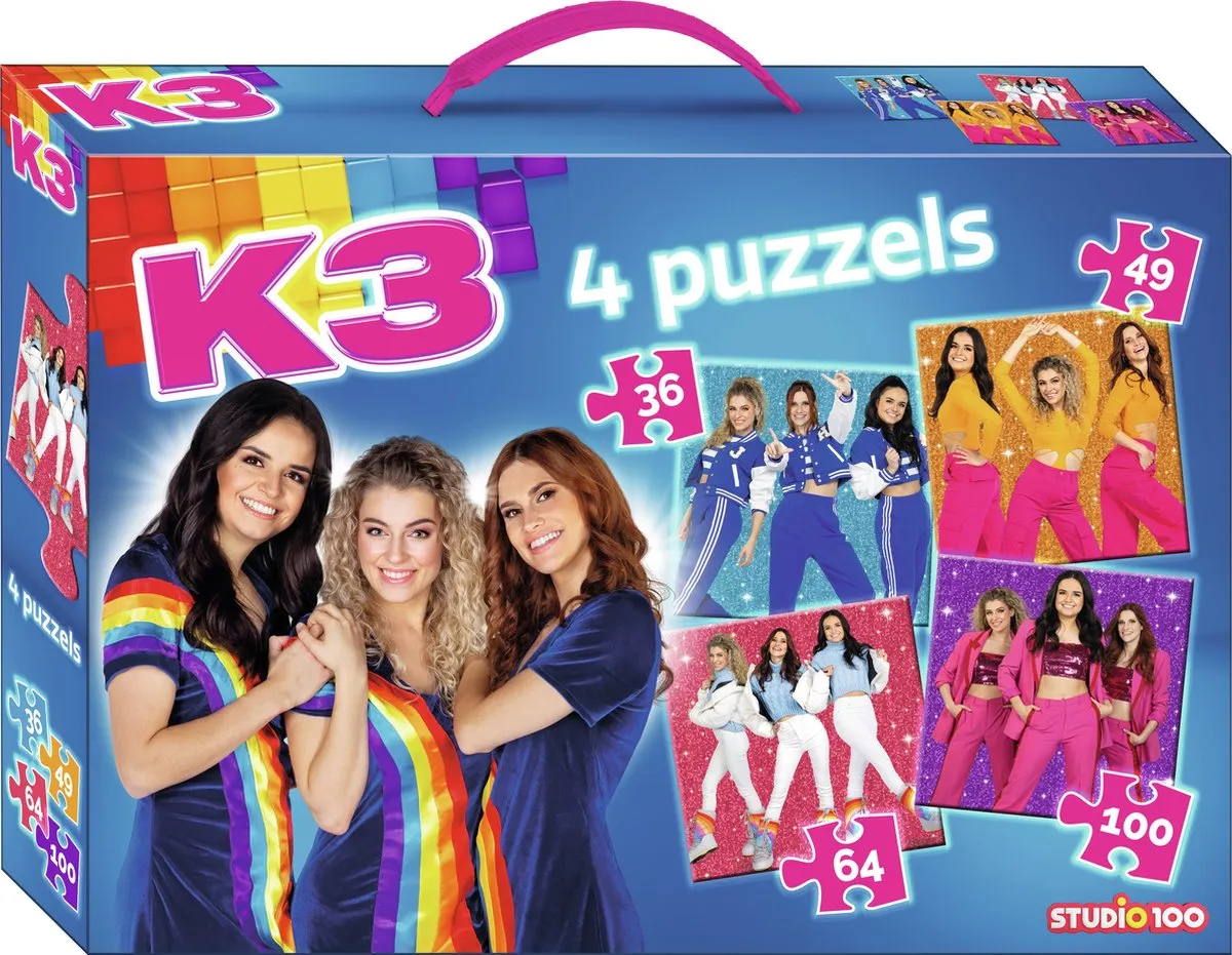 K3 puzzel - 4 in 1 puzzel - Glitter speelgoed