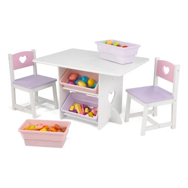 KidKraft - Houten tafel en twee stoelen, pastel kleuren speelgoed
