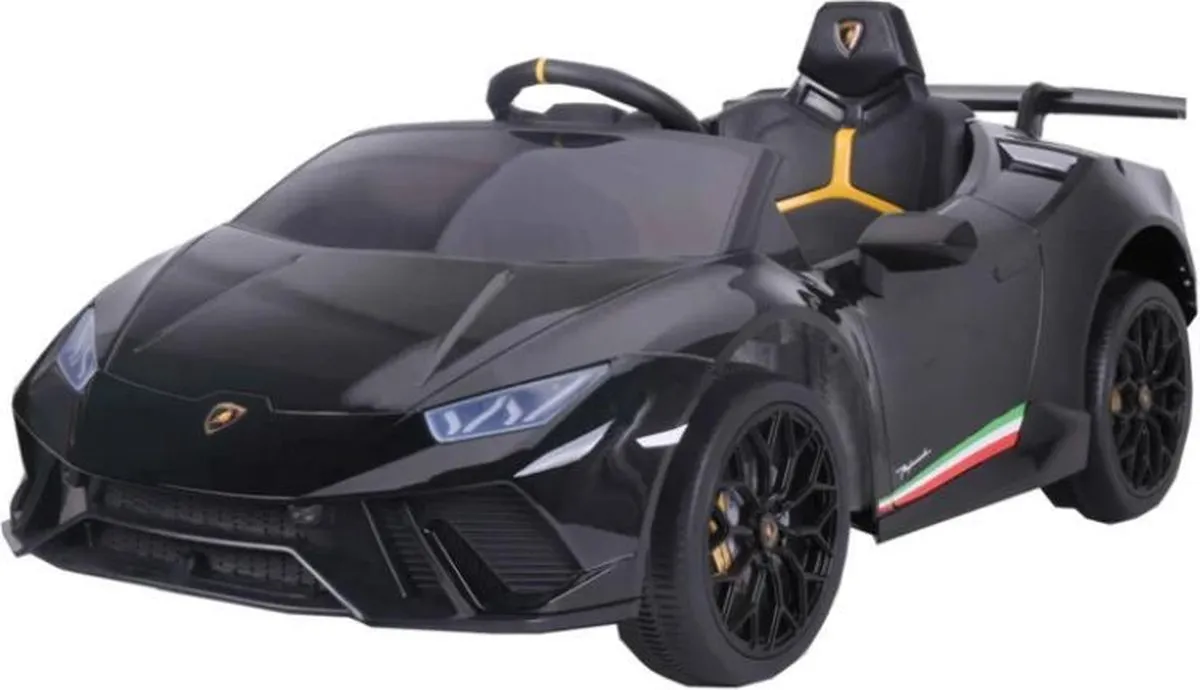 Lamborghini Huracán LP640 Performanté 12V Elektrische kinderauto | Accu Auto voor kinderen met Rubberen banden, Leren zitje en Bluetooth (Zwart) speelgoed