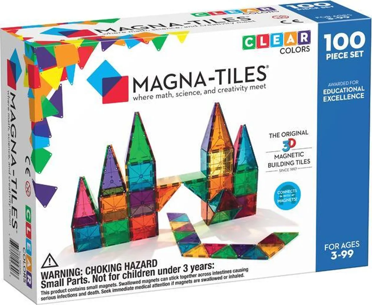 Magna-Tiles Clear Colors 100 Piece Set speelgoed