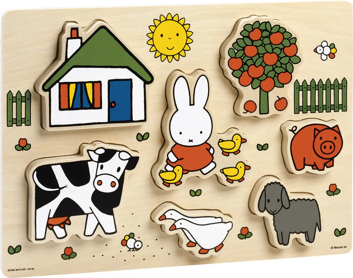 Nijntje houten puzzel, vormenpuzzel - educatief speelgoed - peuter, kleuter - Bambolino Toys speelgoed