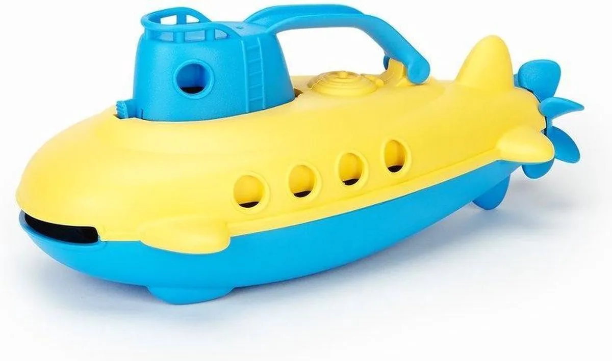 Onderzeeër geel met blauw handvat - Green Toys speelgoed