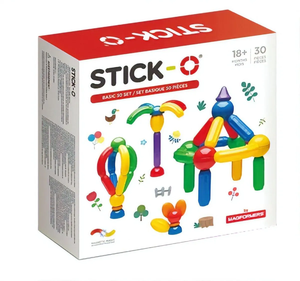 Stick-O Basic Set - 30 onderdelen -magnetisch speelgoed - speelgoed 1 jaar - peuter speelgoed jongens en meisjes - baby speelgoed - speelgoed jongens 2 jaar speelgoed