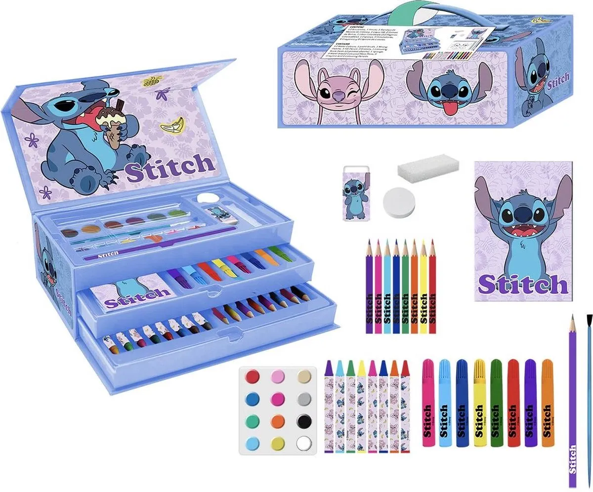 Stitch Tekenen - Tekenset - Tekendoos - 44 Pieces speelgoed
