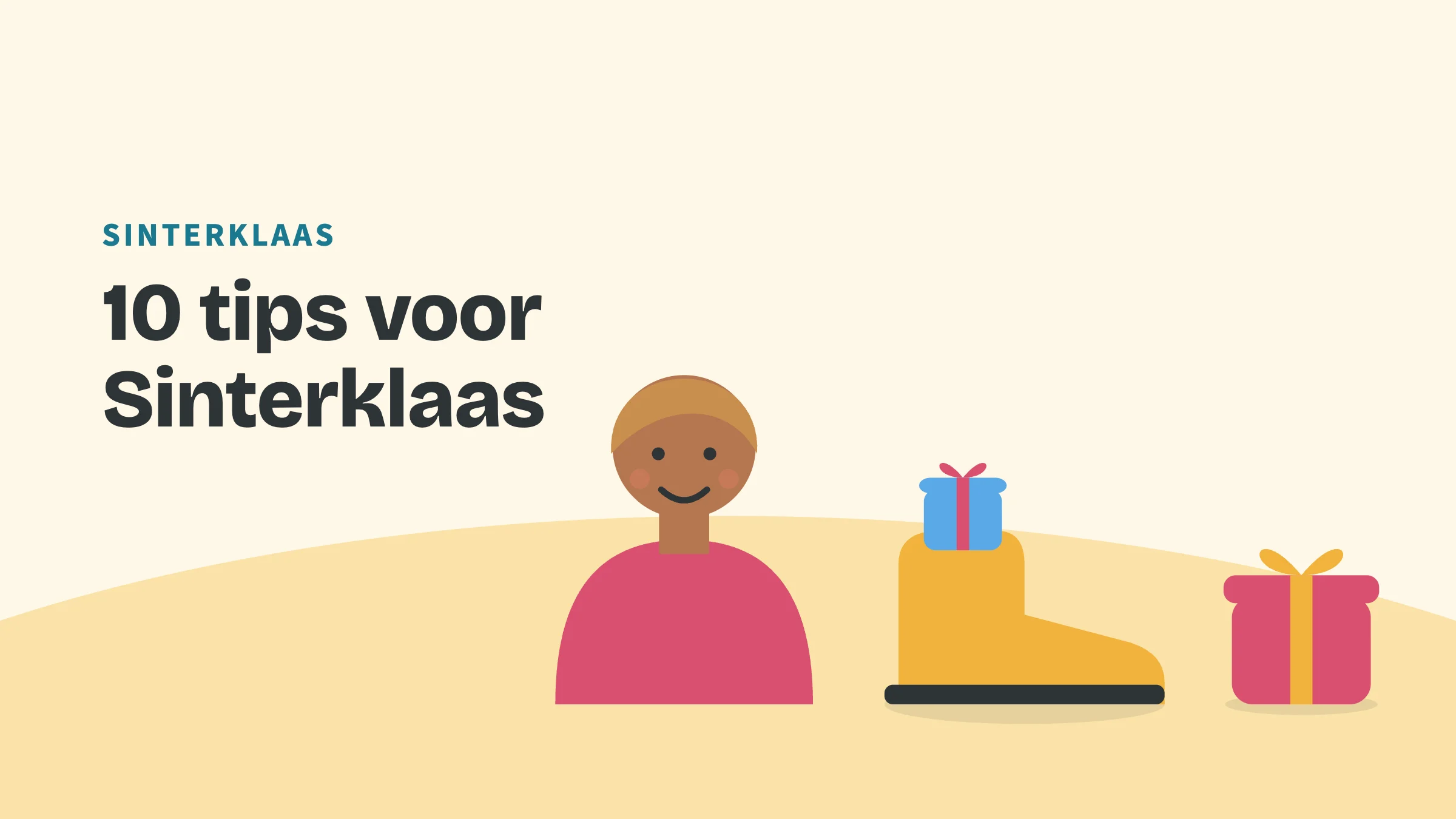 Getekend speelgoed (schoen, cadeau en blokken) met de bovenkop Sinterklaas en de titel 10 tips voor Sinterklaas.