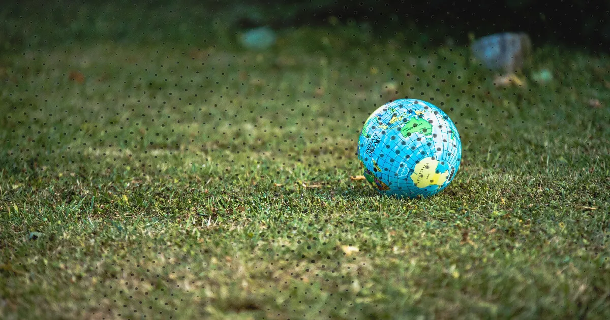 duurzaam speelgoed bal op grasveld 