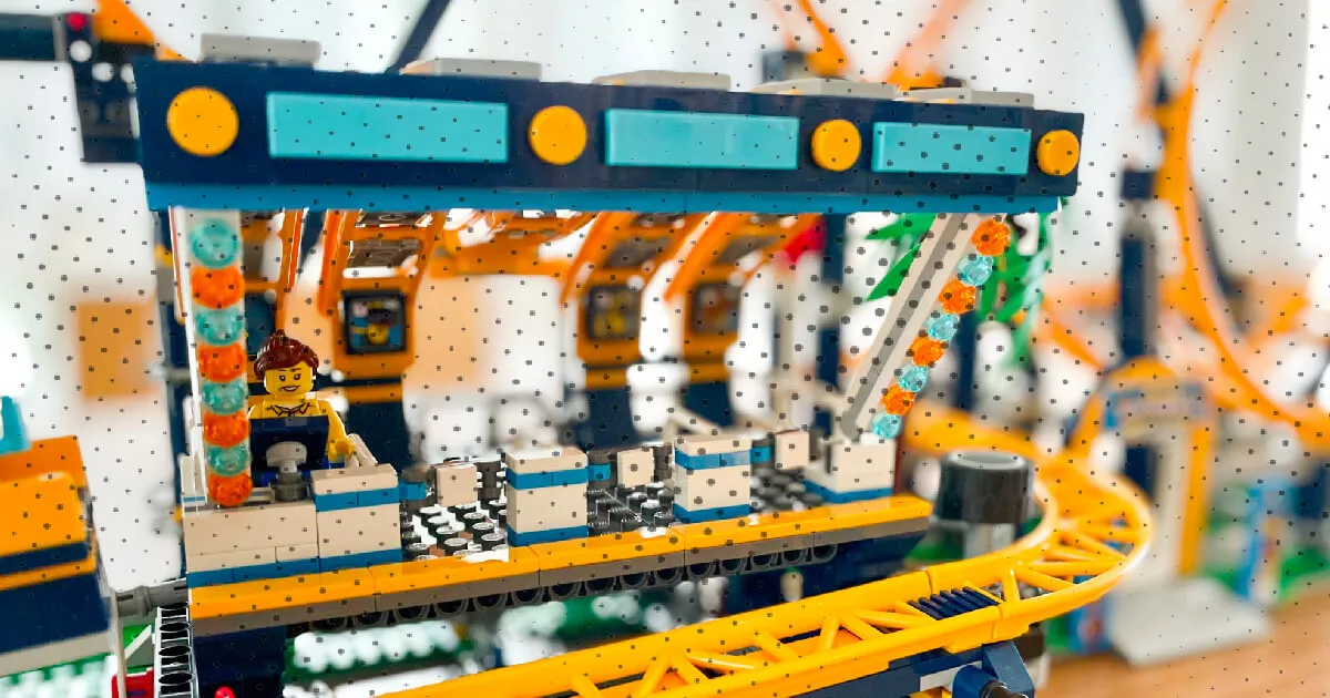 lego achtbaan kermis start eindpunt