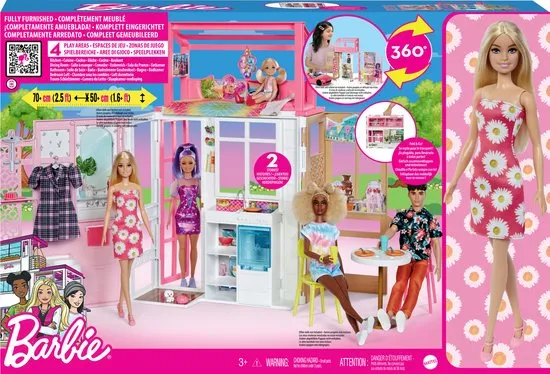 Barbie Poppenhuis - Prijzen Vergelijken 2 Verdiepingen Incl. Pop