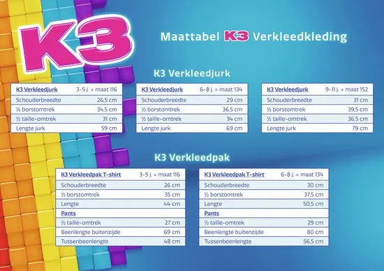 sjaal materiaal bagageruimte K3 Verkleedjurk 6/8 jaar - Prijzen vergelijken!