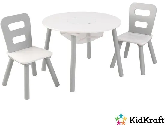 Verstoring Ik zie je morgen Oude tijden Prijzen vergelijken: KidKraft ronde opbergtafel en 2 stoelen in grijs en wit