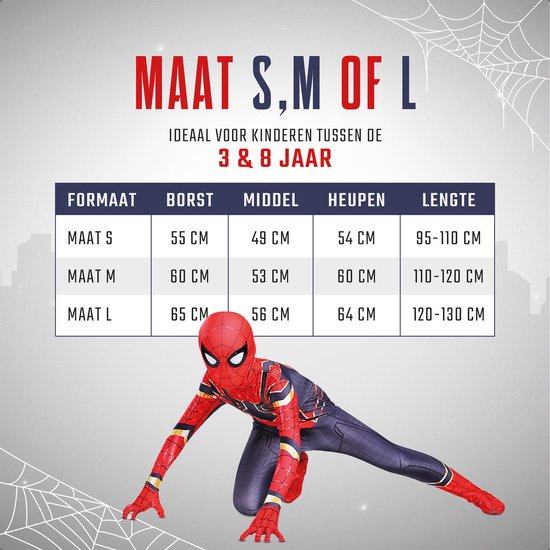 Lifect® Spiderman Pak Kind Maat S 100-110 CM