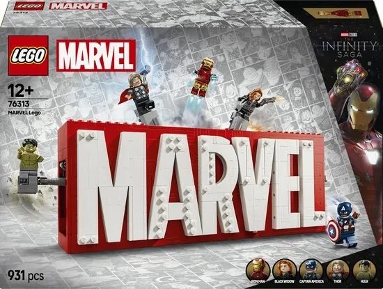 LEGO Marvel: MARVEL logo en minifiguren Bouwbare Decoratie en Speelgoed voor Kinderen 76313