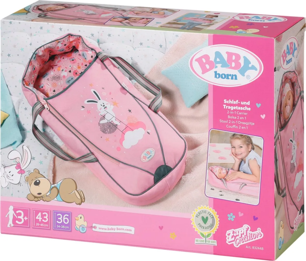 BABY born 2-in-1 Draagzak - Poppenverzorgingsproduct 36 + 43 cm speelgoed