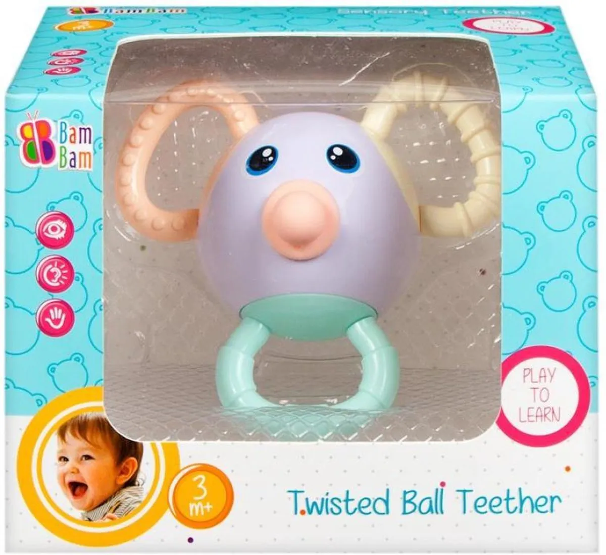 Bam Bam gedraaide freaky bijtring bal muis - Baby / Peuter speelgoed gekleurd bijtring rammelaar - 3-6 Maanden speelgoed
