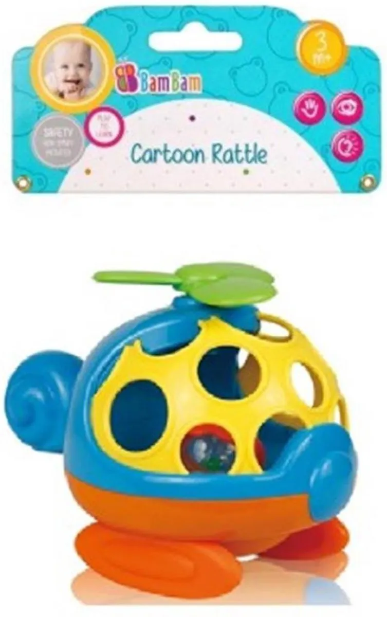 Bam Bam - Zacht rammelaarshelikopter- Baby Speelgoed peuter rammelaar - Bijtspeelgoed - Jongens meisjes 3 maanden speelgoed