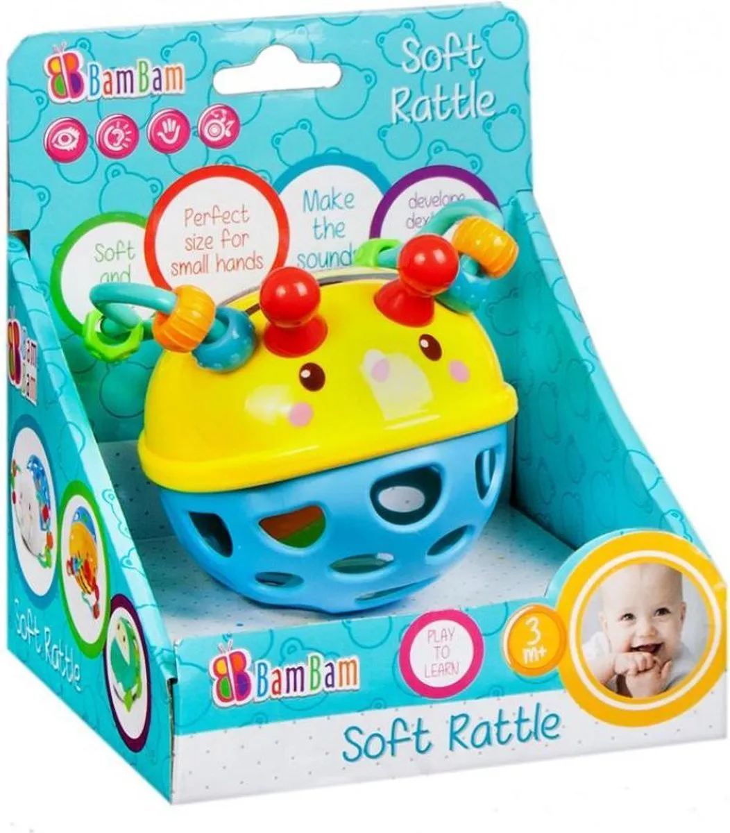 Bam Bam zachte rammelaar WORM - Speelgoed baby / peuter 3 maanden speelgoed