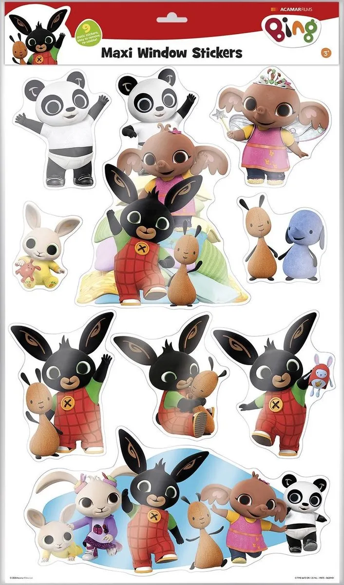Bambolino Toys - Bing Maxi Raamstickers - verplaatsbare stickers XL formaat - voor peuters speelgoed