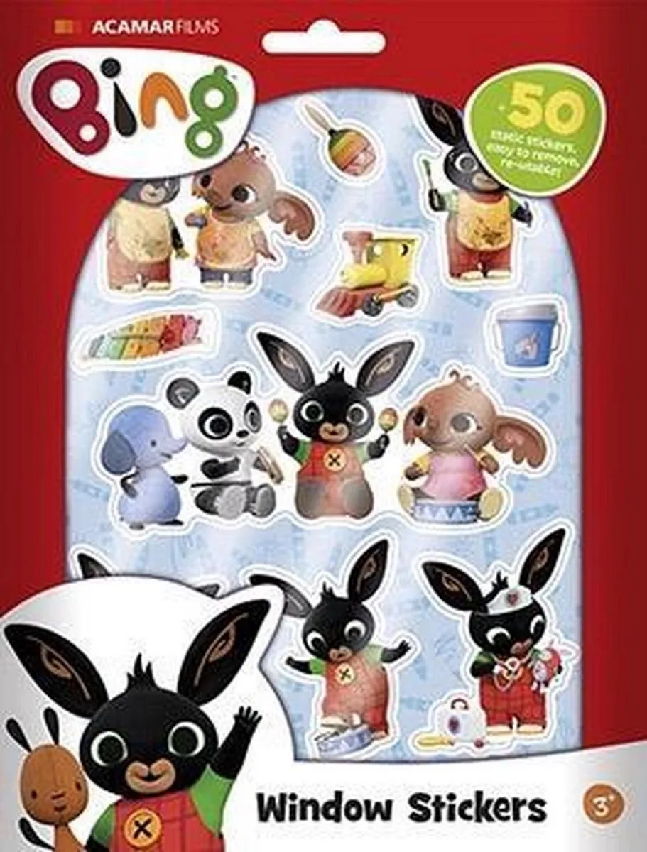 Bambolino Toys Bing raamstickers - educatief speelgoed - 50 verplaatsbare - niet permanente stickers met speelachtergrond speelgoed