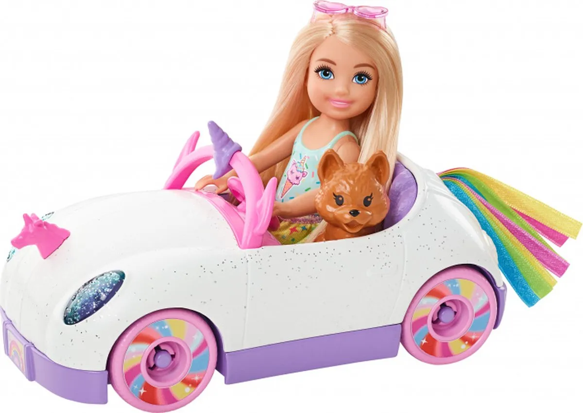 Barbie Chelase pop met auto - Poppenvervoersmiddel speelgoed