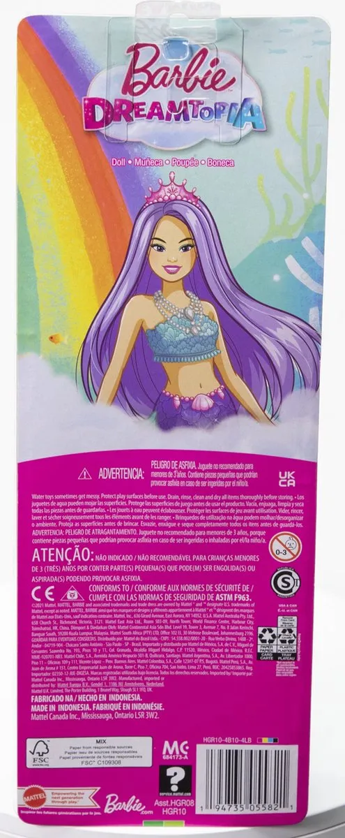Barbie Dreamtopia Zeemeermin Paars en Blauw -  Pop speelgoed
