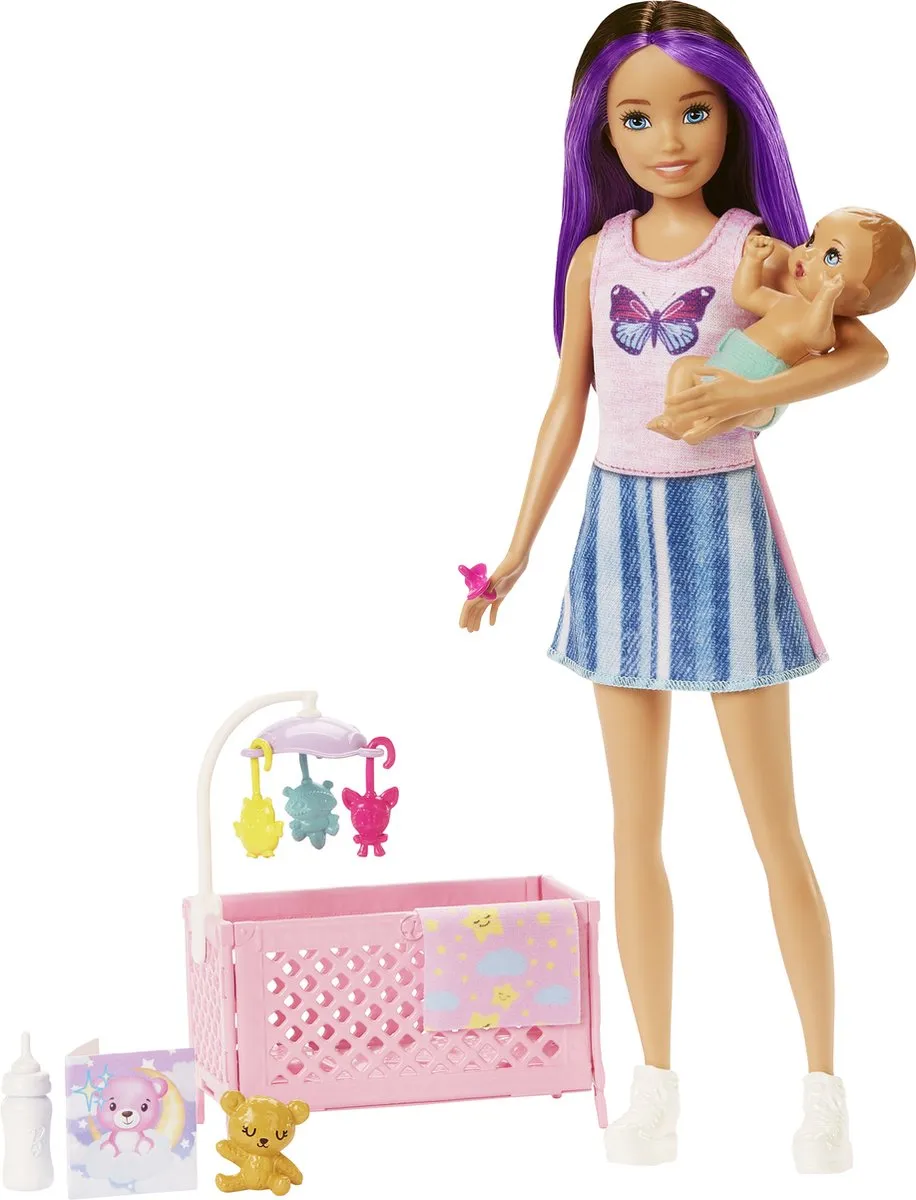 Barbie Skipper Babysitter - Barbiepop - Slaperige baby en wieg speelgoed