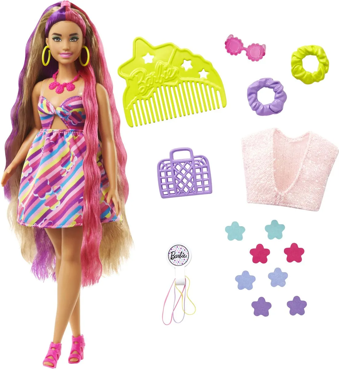 Barbie Totally Hair Doll - Paars, roze - Pop speelgoed
