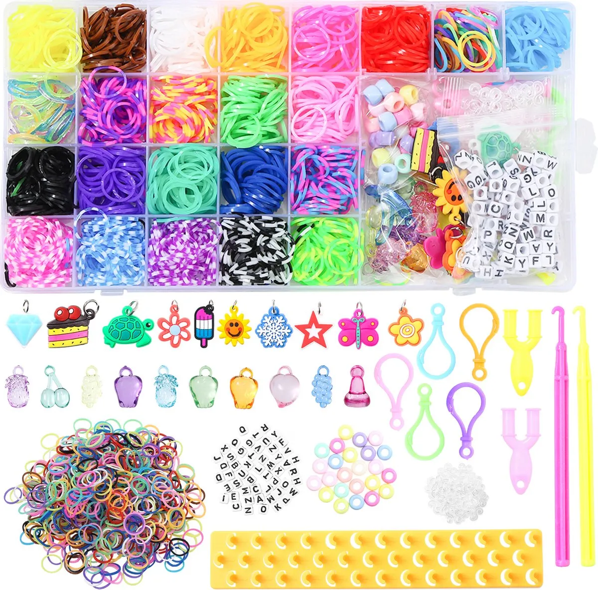 Behave Loombandjes Starterspakket - Loom - Eco Friendly Latexvrije Loom Elastiekjes - 23 Kleuren - Extra 1000 Multi Color Looms - Veel accesoires speelgoed