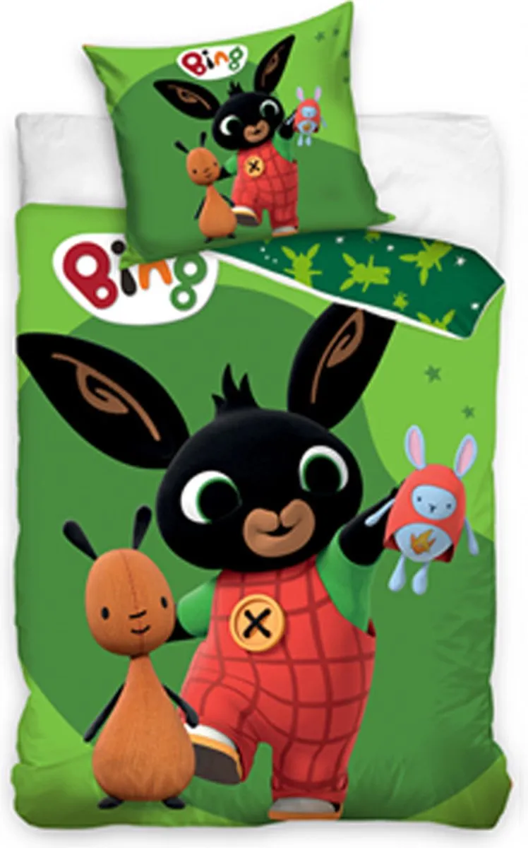 Bing Dekbedovertrek Bing En Flop 140 X 200 Cm - 60 X 70 Cm Groen speelgoed
