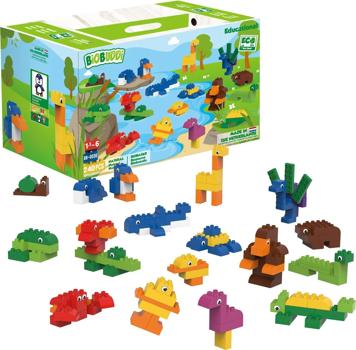 BiobBuddi Speelgoed Blokken | 240-delig speelgoed