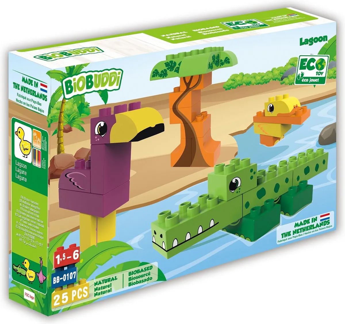 Biobuddi - Biobuddi Wildlife Lagune Blouwblokken Set 25 st speelgoed