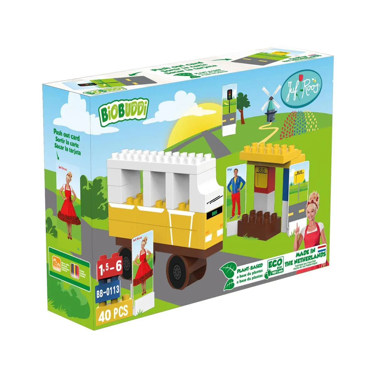 BiOBUDDi  - Juf Roos - De wielen van de bus - 36 delig - Past op Duplo !! - Jongens en Meisjes - Speelgoed - Sint / Kerst Cadeau Tip !! speelgoed