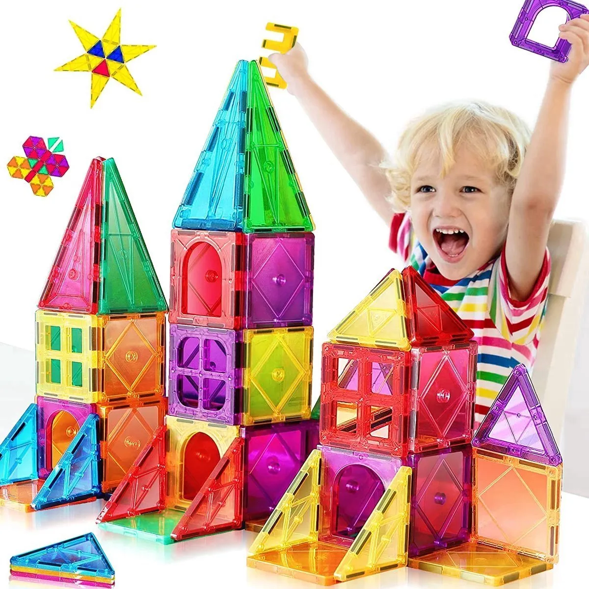 BOTC Magnetisch speelgoed - 60 Onderdelen - Magnetisch Speelgoed - Veilig Voor Kinderen - Magna Tiles - Magnetisch Speelgoed speelgoed