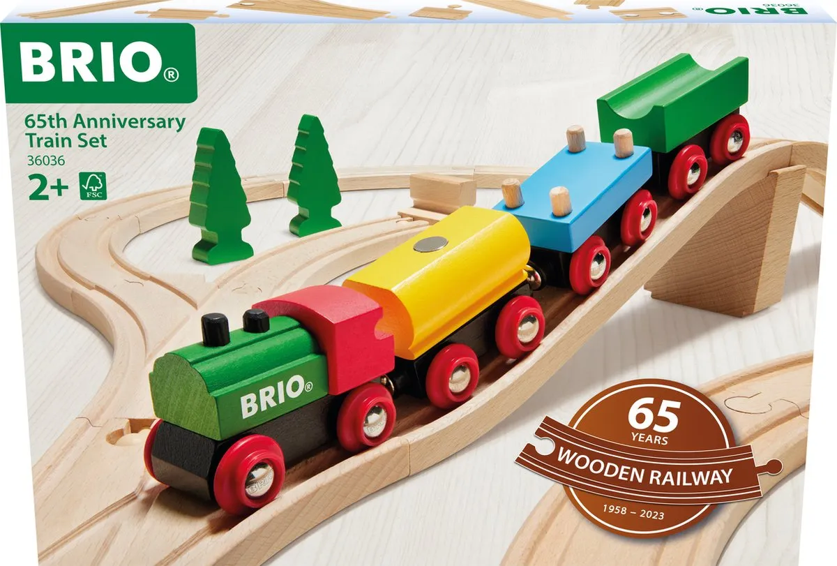 BRIO Classic - Treinset 65 jaar jubileumeditie | 32-delige houten treinset voor kinderen vanaf 2 jaar speelgoed