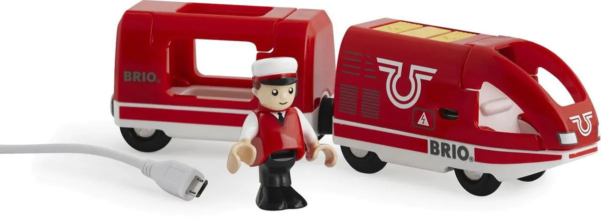 BRIO Oplaadbare rode passagierstrein met USB kabel - 33746 speelgoed