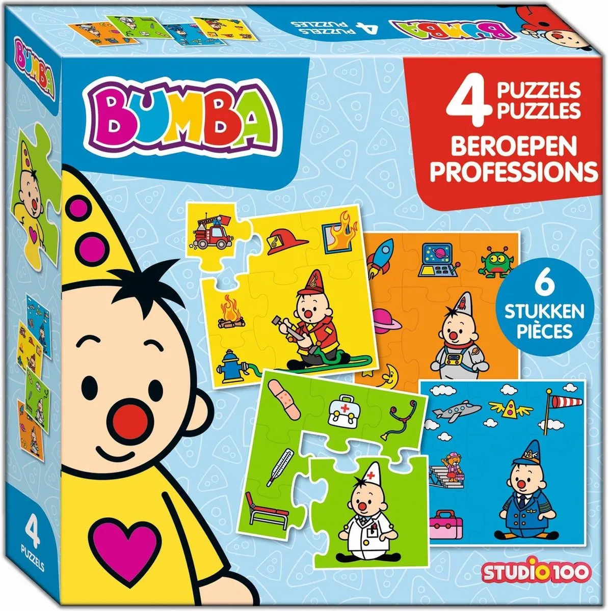 Bumba 4 in 1 puzzel - beroepen - 4 x 6 stukken speelgoed
