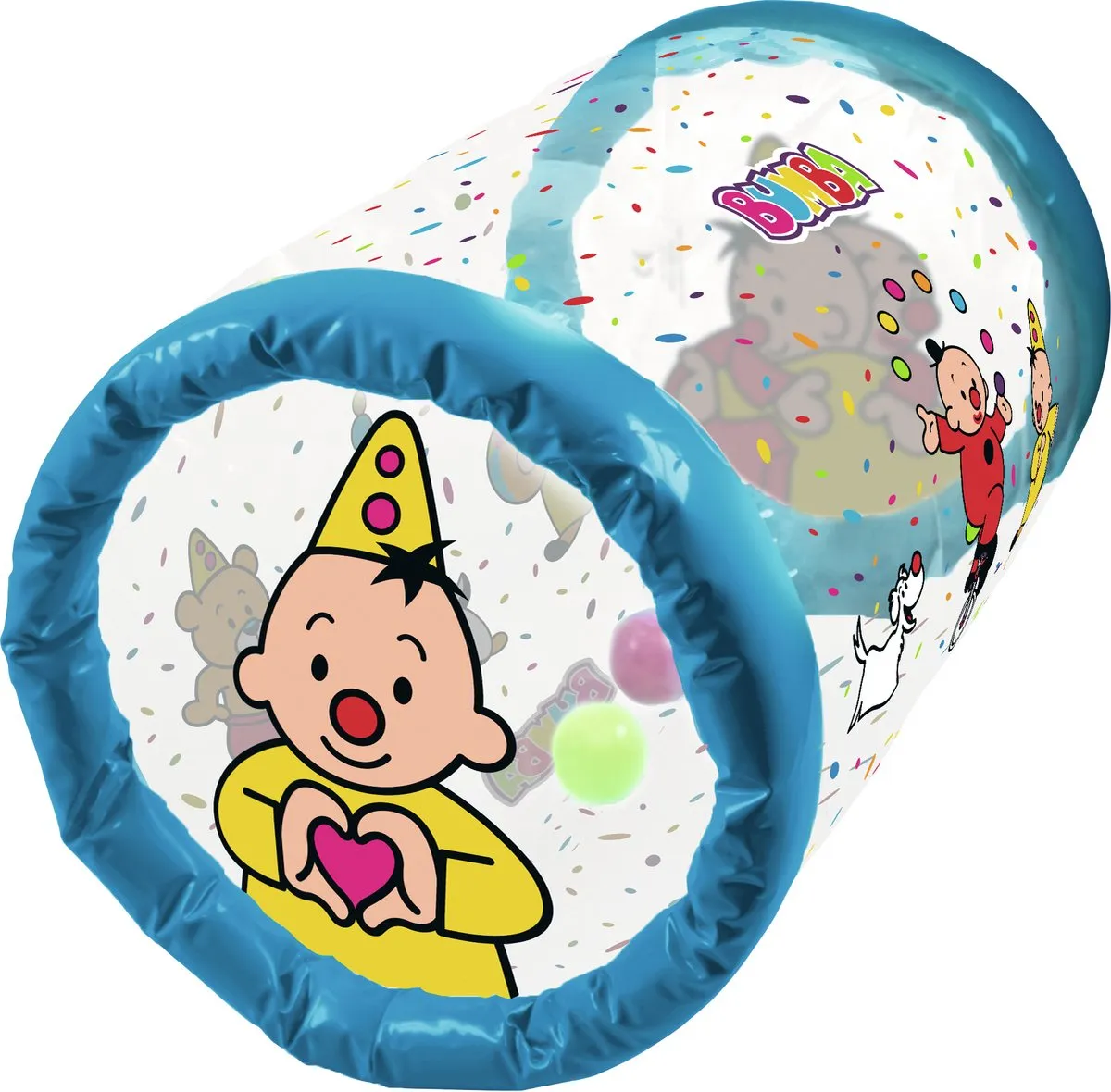 Bumba opblaasbare kruiprol - confetti - met 5 kleurrijke ballen speelgoed