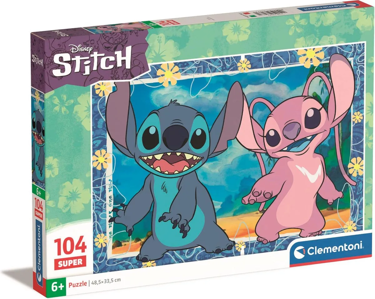 Clementoni - Puzzel - 104 Stukjes - Stitch en Angel - Disney Puzzel speelgoed