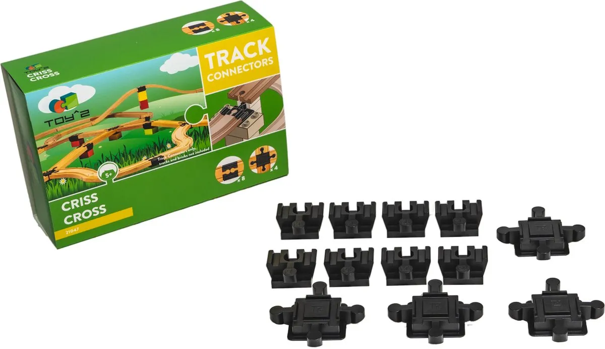 Criss Cross - 12 Brio Duplo Adapters - Treinbaanonderdelen - Houten Treinbaan - geschikt voor LEGO DUPLO©, HUBELINO, BioBuddi, Hape, BRIO©, IKEA speelgoed
