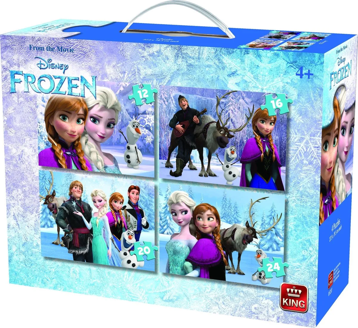 Disney 4-in-1 Puzzle Frozen - Vier Kinderpuzzels in een Koffertje - King speelgoed