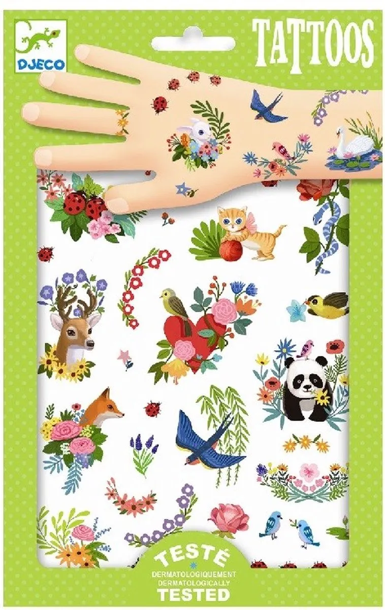 Djeco - Huidvriendelijke tattoos Happy Spring - dermatologisch getest speelgoed
